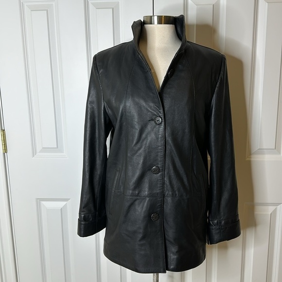 Hugo Boss Select Line Vintage Lambskin Leather Blazer Jacket Black Women’s Sz38 - Picture 3 of 11